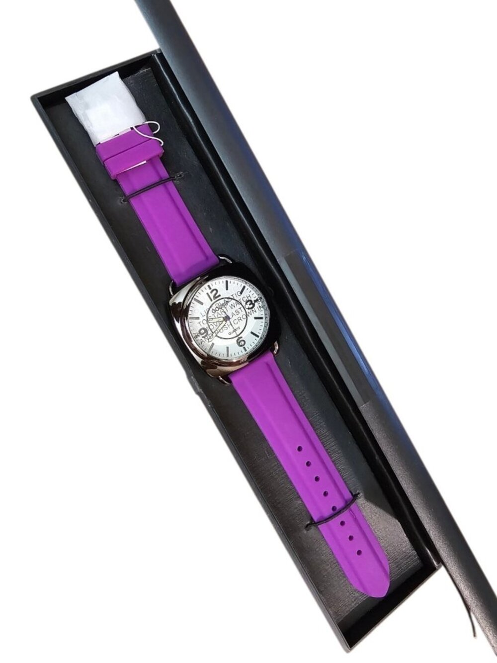 Gossip GSP890C Purple Women's Quartz Watch Silicone Shiny Band  NWB